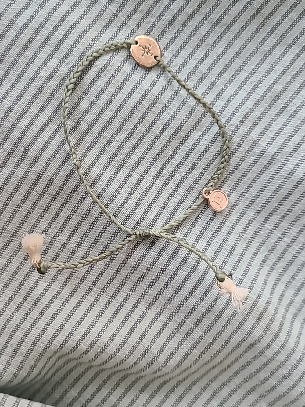 Pura Vida Compass Charm Bracelet with Sage Cord